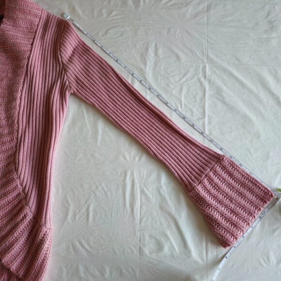 Dollhouse Knits open front flared ribbed cuff dusty rose cardigan women's size M - Picture 9 of 12